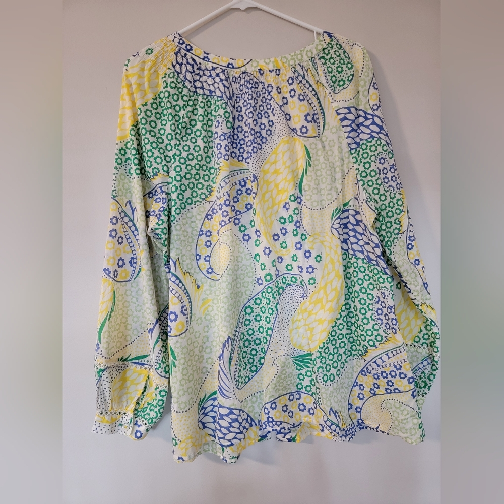 Boho Talbots Multicolor Patterned Blouse - image 4
